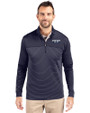 Detroit Tigers City Connect Cutter & Buck Traverse Recycled Smooth Stretch Mens Stripe Quarter Zip Pullover Liberty Navy Front