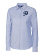 Los Angeles Dodgers City Connect- Cutter & Buck Stretch Oxford Womens Long Sleeve Dress Shirt Light Blue Mannequin