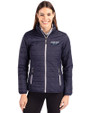 Detroit Tigers City Connect Cutter & Buck Rainier PrimaLoft®  Womens Eco Insulated Full Zip Puffer Jacket Dark Navy/Silver Front