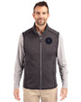 NY Mets City Connect Cutter & Buck Mainsail Sweater-Knit Mens Big and Tall Full Zip Vest Charcoal Heather Front