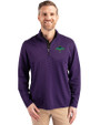 Tampa Bay Rays City Connect Cutter & Buck Virtue Eco Pique Micro Stripe Recycled Mens Quarter Zip College Purple/Black Front