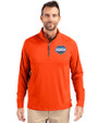 Florida Gators 2025 NCAA Men's Basketball National Champions Cutter & Buck Adapt Eco Knit Stretch Recycled Mens Quarter Zip Pullover College Orange Front