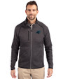 Carolina Panthers Cutter & Buck Mainsail Sweater-Knit Mens Big and Tall Full Zip Jacket Charcoal Heather Front