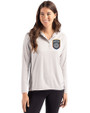 San Diego FC Cutter & Buck Coastline Epic Comfort Recycled Womens Hooded Shirt CONCRETE Front