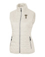 GA Tech Yellow Jackets College Vault Cutter & Buck Rainier PrimaLoft® Womens Eco Insulated Full Zip Puffer Vest Coconut Mannequin