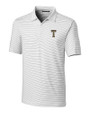 GA Tech Yellow Jackets College Vault Cutter & Buck Forge Pencil Stripe Stretch Mens Polo White Mannequin