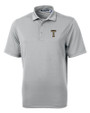 GA Tech Yellow Jackets College Vault Cutter & Buck Virtue Eco Pique Recycled Mens Polo Polished Medium Gray Mannequin