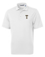 GA Tech Yellow Jackets College Vault Cutter & Buck Virtue Eco Pique Recycled Mens Polo White Mannequin