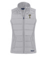 GA Tech Yellow Jackets College Vault Cutter & Buck Evoke Hybrid Softshell Recycled Womens Full Zip Vest CONCRETE Mannequin