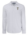 GA Tech Yellow Jackets College Vault Cutter & Buck Advantage Tri-Blend Eco Soft Pique Long Sleeve Knitted Mens Button Up White Mannequin