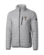 GA Tech Yellow Jackets College Vault Cutter & Buck Rainier PrimaLoft® Mens Eco Insulated Full Zip Puffer Jacket Polished Medium Gray Mannequin