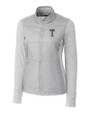 GA Tech Yellow Jackets College Vault Cutter & Buck Stealth Hybrid Quilted Womens Full Zip Windbreaker Jacket Polished Medium Gray Mannequin