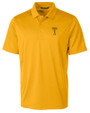 GA Tech Yellow Jackets College Vault Cutter & Buck Prospect Eco Textured Stretch Recycled Mens Short Sleeve Polo College Gold Mannequin
