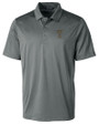 GA Tech Yellow Jackets College Vault Cutter & Buck Prospect Eco Textured Stretch Recycled Mens Short Sleeve Polo Elemental Grey Mannequin