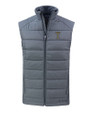GA Tech Yellow Jackets College Vault Cutter & Buck Evoke Hybrid Softshell Recycled Mens Full Zip Vest Elemental Grey Mannequin