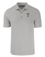 GA Tech Yellow Jackets College Vault Cutter & Buck Forge Eco Stretch Recycled Mens Polo Polished Medium Gray Mannequin