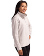 GA Tech Yellow Jackets College Vault Cutter & Buck Hunts Point Eco Textured Fleece Recycled Womens Snap Pullover Polished Medium Gray Side