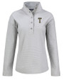 GA Tech Yellow Jackets College Vault Cutter & Buck Hunts Point Eco Textured Fleece Recycled Womens Snap Pullover Polished Medium Gray Mannequin
