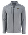 GA Tech Yellow Jackets College Vault Cutter & Buck Peshastin Fleece Recycled Mens Full Zip Jacket Elemental Grey Heather Mannequin