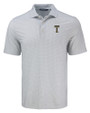 GA Tech Yellow Jackets College Vault Cutter & Buck Pike Eco Diamond Dot Print Recycled Mens Polo Polished Medium Gray Mannequin