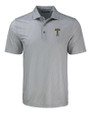 GA Tech Yellow Jackets College Vault Cutter & Buck Pike Eco Shadow Check Print Recycled Mens Polo Polished Medium Gray Mannequin