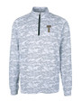GA Tech Yellow Jackets College Vault Cutter & Buck Traverse Stretch Eco Camo Print Quarter Zip Mens Big and Tall Pullover Charcoal Mannequin