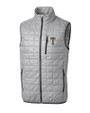 GA Tech Yellow Jackets College Vault Cutter & Buck Rainier PrimaLoft® Mens Eco Insulated Full Zip Puffer Vest Polished Medium Gray Mannequin