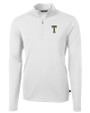 GA Tech Yellow Jackets College Vault Cutter & Buck Virtue Eco Pique Recycled Quarter Zip Mens Pullover White Mannequin