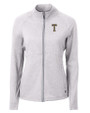 GA Tech Yellow Jackets College Vault Cutter & Buck Adapt Eco Knit Heather Recycled Womens Full Zip Polished Heather Mannequin