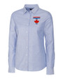 Toronto Blue Jays City Connect Cutter & Buck Stretch Oxford Womens Long Sleeve Dress Shirt Light Blue Mannequin