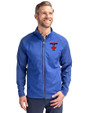 Toronto Blue Jays City Connect Cutter & Buck Adapt Eco Knit Hybrid Recycled Mens Big & Tall Full Zip Jacket Tour Blue Front