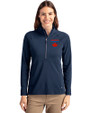 Toronto Blue Jays City Connect Cutter & Buck Adapt Eco Knit Stretch Recycled Womens Half Zip Pullover Navy Blue Front