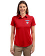 Toronto Blue Jays City Connect Cutter & Buck Prospect Eco Textured Stretch Recycled Womens Short Sleeve Polo Red Front