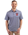 Toronto Blue Jays City Connect Cutter & Buck Forge Eco Double Stripe Stretch Recycled Mens Polo Tour Blue/White Front