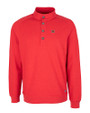 Miami University RedHawks - Cutter & Buck Saturday Cotton Blend Mens Mock Pullover Sweatshirt Red Heather Mannequin
