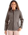Clique Tempo Recycled Stretch Softshell Womens Hooded Jacket Pistol/Black Front