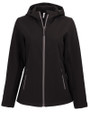 Clique Tempo Recycled Stretch Softshell Womens Hooded Jacket Black/Pure Slate Mannequin