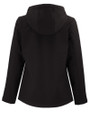 Clique Tempo Recycled Stretch Softshell Womens Hooded Jacket Black/Pure Slate Mannequin Back
