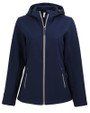 Clique Tempo Recycled Stretch Softshell Womens Hooded Jacket Dark Navy/Pure Slate Mannequin