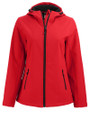 Clique Tempo Recycled Stretch Softshell Womens Hooded Jacket Red/Black Mannequin