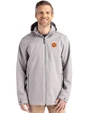 Clemson Tigers Cutter & Buck Camano Everyday Stretch Recycled Mens Water Resistant Jacket Polished Medium Gray Front