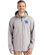 Kentucky Wildcats Cutter & Buck Camano Everyday Stretch Recycled Mens Water Resistant Jacket Polished Medium Gray Front