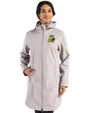 Oregon Ducks Cutter & Buck Camano Everyday Stretch Recycled Womens Water Resistant Jacket Polished Medium Gray Front