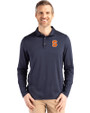 Syracuse Orange Cutter & Buck Coastline Epic Comfort Recycled Mens Long Sleeve Polo Navy Blue Front