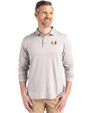 Miami Hurricanes Cutter & Buck Coastline Epic Comfort Recycled Mens Long Sleeve Polo CONCRETE Front