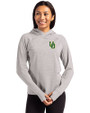 Oregon Ducks- Cutter & Buck Adapt Knit Recycled Womens Heathered Hooded Pullover Polished Heather Front