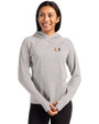 Miami Hurricanes Cutter & Buck Adapt Recycled Soft Knit Stretch Womens Hooded Pullover Polished Heather Front