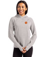 Clemson Tigers Cutter & Buck Adapt Knit Recycled Womens Heathered Hooded Pullover Polished Heather Front