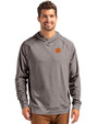 Clemson Tigers Cutter & Buck Adapt Knit Recycled Mens Heathered Hooded Pullover Black Heather Front