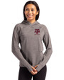 Texas A&M Aggies Alumni Cutter & Buck Adapt Knit Recycled Womens Heathered Hooded Pullover Black Heather Front